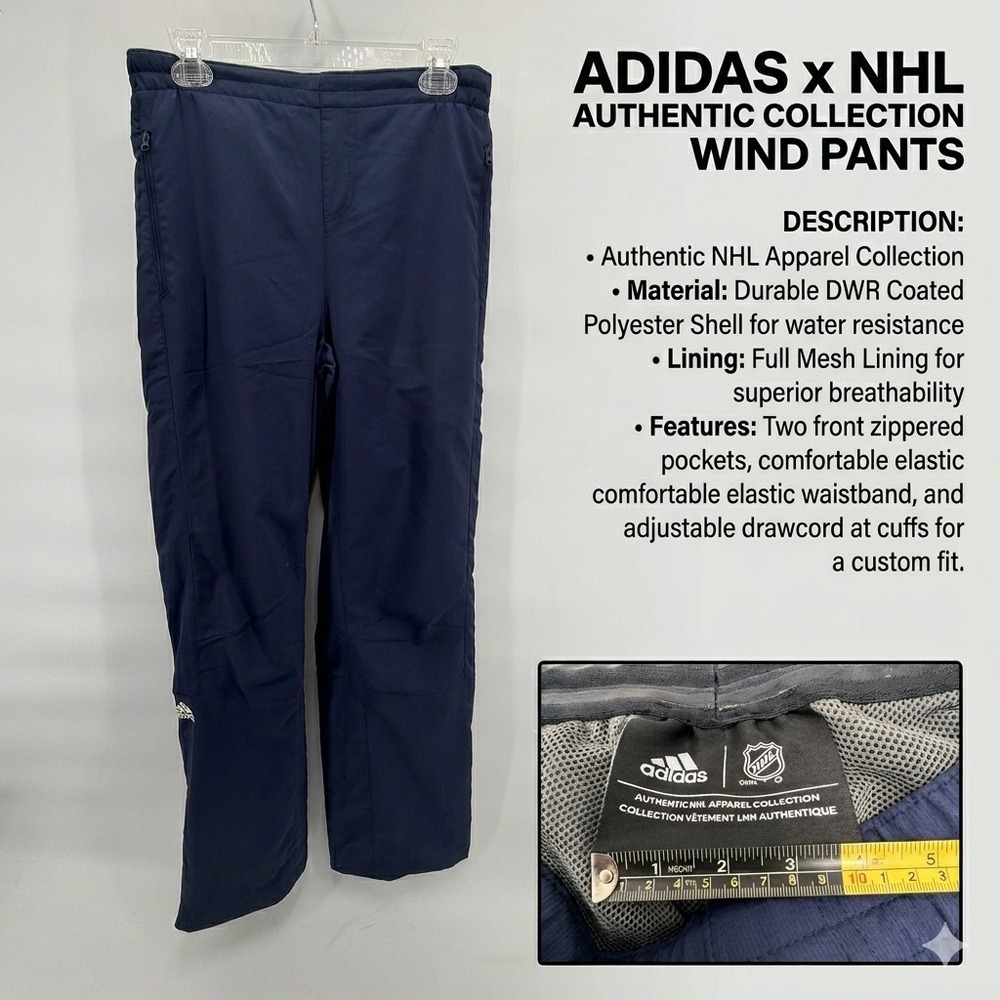 Adidas NHL Authentic Collection Pants Mens XL Navy Blue Windbreaker Track Hockey